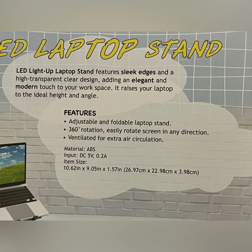 LED light Laptop Stand. Portable, foldable, adjustable, rotating. Great gift.NWT